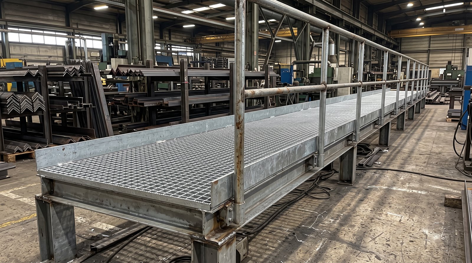 Galvanizli platform ızgara yürüme yolu, dişli lamalar dikdörtgen göz oluşturuyor